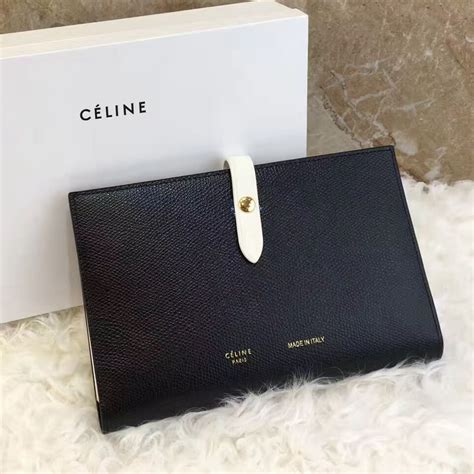 Replica Celine Strap medium/large multifunction wallet in black 